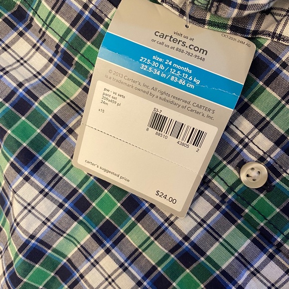 Carter's baby shirt size 24 months button down plaid dress casual shirt - Picture 6 of 10